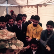 Ahmed Shehzad with the students of Army Public School Peshawar