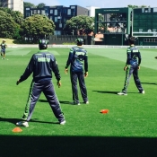 Pakistan team practice at Basin Reserve Stadium, Wellington, New Zealand