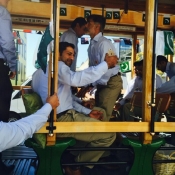 Sarfraz Ahmed and teammates travelling by train