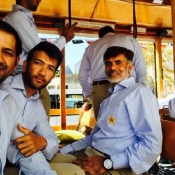 Sarfraz Ahmed, Sohaib Maqsood and Shahid Aslam travelling by train