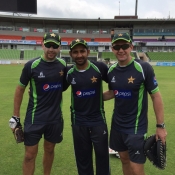Sarfraz Ahmed, Brad Robinson & Grant Luden during practice session