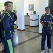 Khurram Manzoor arrived for the practice session