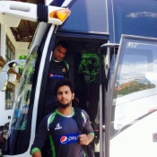 Imad Wasim arrived for the practice session