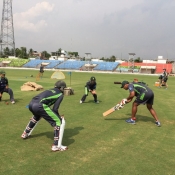 Pakistan players catching practice during practice session