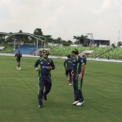 Mohammad Hafeez warm up during practice session