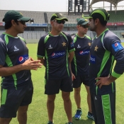 Mohammad Hafeez and Saeed Ajmal during practice session