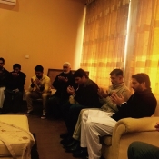 Misbah-ul-Haq, Ahmed Shehzad and Shahid Afridi with the families of Army Public School Peshawar students