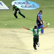 Shahzaib Hasan is bowled by Aamer Yamin