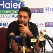 Shahid Afridi during press conference ahead of Twenty20 against Australia in UAE