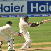 Azhar Ali plays a shot on day one of 1st Test between Pakistan and Australia at Dubai