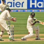 Azhar Ali plays a late cut on day one of 1st Test between Pakistan and Australia at Dubai