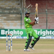 Lahore Lions skipper Azhar Ali plays a cut shot
