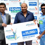 Bahawalpur Stags Mohammad Yasir receives Man of the match award in Bank Albaraka Presents Haier T20 Cup match against Lahore Lions
