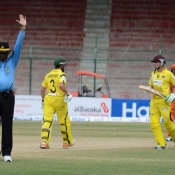 Peshawar Panthers Rafatullah Mohmand hits a six