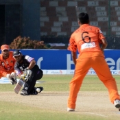 Faisalabad Wolves Farrukh Shehzad plays a sweep shot