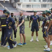 Grant Luden during fielding session with Pakistan team on day one of training camp for Pakistan tour to Sri Lanka