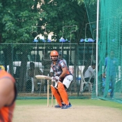 Ahmed Shehad bats in the nets, Hyderabad, India