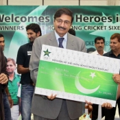 Chairman PCB Ch. Zaka Ashraf hosted a reception in honor of  Pakistan Team  that won the Hong Kong Cricket Sixes Tournament