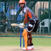 Saad Nasim batting during net practice