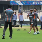 Umar Siddiq and Umar Akmal during fielding practice