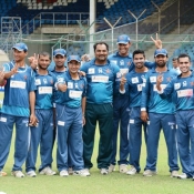 Dera Murad Jamali Ibexes team celebrate their win over Bahawalpur Stags