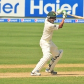 Younis Khan plays a cover drive on day one of 1st Test between Pakistan and Australia at Dubai