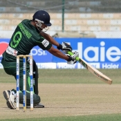 Islamabad Leopards Zohaib Ahmed plays a shot
