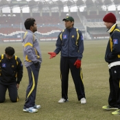 Younis Khan, Umar Akmal and Sohail Khan during the training camp for ICC World Cup
