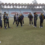 Pakistan team doing fielding practice during the training camp for ICC World Cup