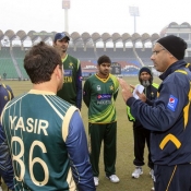 Pakistan head coach Waqar Younis with Pakistan team during the training camp for ICC World Cup