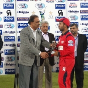 Sami Aslam receives Man of the match award