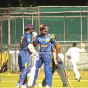 Sri Lanka batsmen at the wicket