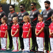 United Arab Emirates team lined up for their National Anthem